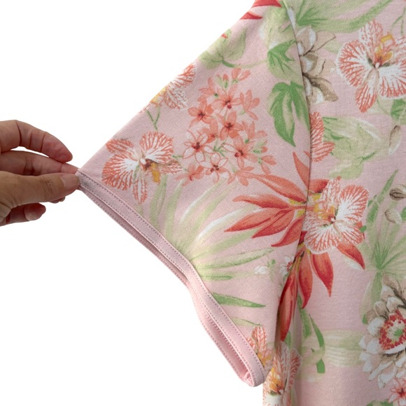 Miss Elaine Relax short sleeve zip Robe Medium pink floral pockets jersey NWT - Picture 6 of 12